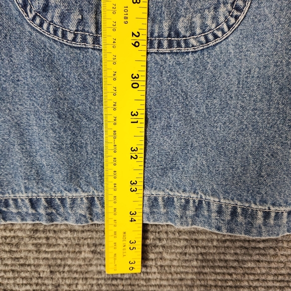 Vintage 1995 Denim No Excuses Bib Overall Dress Size Large Ribbon Detail On Pckt - Picture 8 of 10